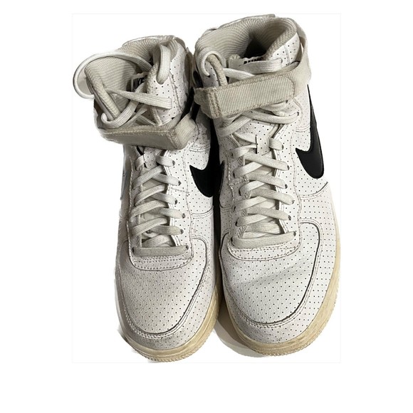 NIKE AIR FORCE 1 JORDAN HIGH WHITE BLACK  653998-102 YOUTH 5 DREAM TEAM SHOES - Picture 4 of 7